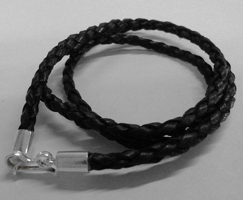 画像: シルバー925パーツ牛革編み紐黒　太　40/45/50/55/60cm