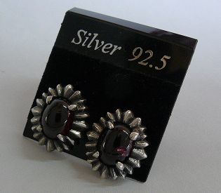 画像: シルバーピアス　ガーネット