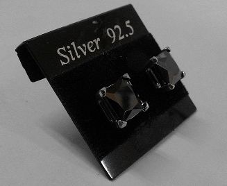 画像: シルバーピアス　ブラックジルコニア6mmスクエア