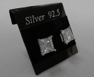 画像: シルバーピアス　ジルコニア6mmスクエア