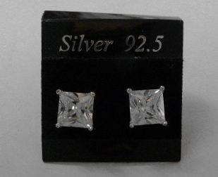 画像: シルバーピアス　ジルコニア6mmスクエア