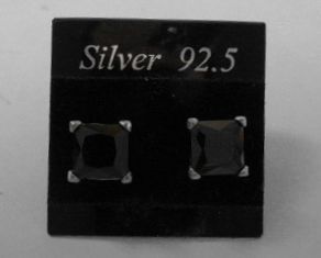 画像: シルバーピアス　ブラックジルコニア6mmスクエア