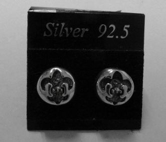 画像: シルバーピアス　百合紋ラウンド