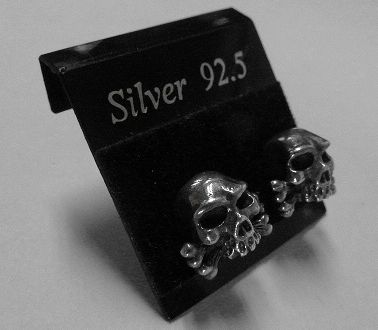 画像: シルバーピアス　ボーンスカル