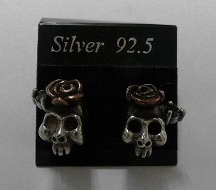 画像: シルバーピアス　ローズスカル
