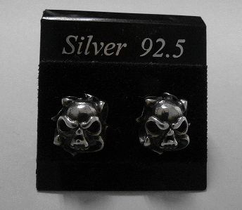 画像: シルバーピアス　アングリースカル