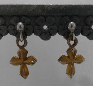 画像: シルバーピアス　ゴールドコート　クロスチャーム