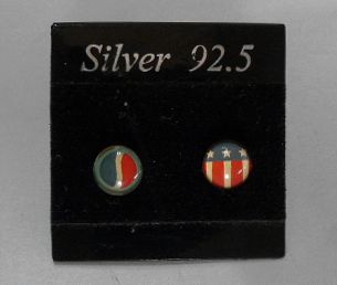 画像: シルバーピアス　国旗[アメリカ＆韓国]