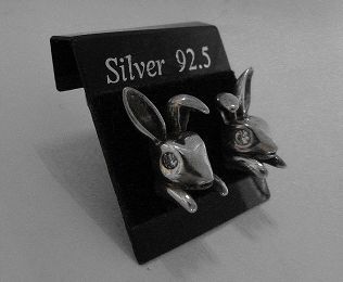 画像: シルバーピアス ジルコニア付ラビット