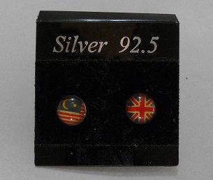 画像: シルバーピアス　国旗[イギリス＆マレーシア]