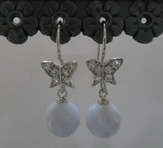 画像: シルバーピアス　カットブルーレース