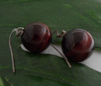 画像: シルバー925フックピアス　14mm玉レッドタイガーアイ