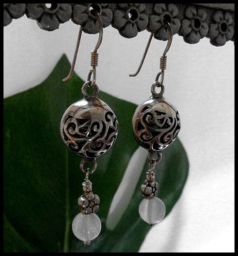 画像: シルバーピアス　ローズクォーツ