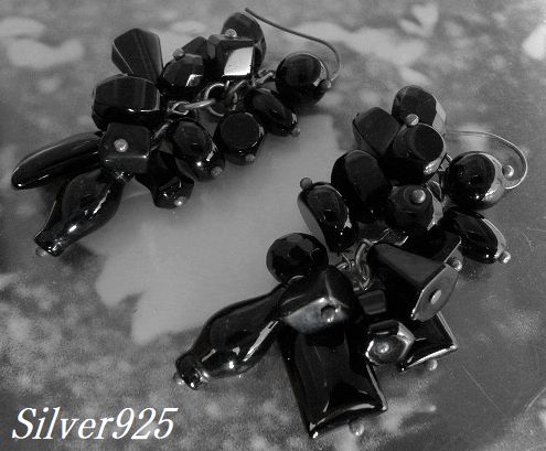 画像: シルバーピアス　オニキス