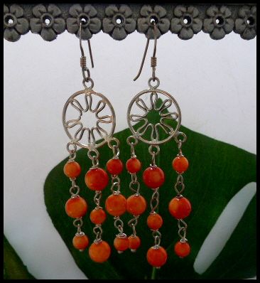 画像: シルバーピアス　コーラル