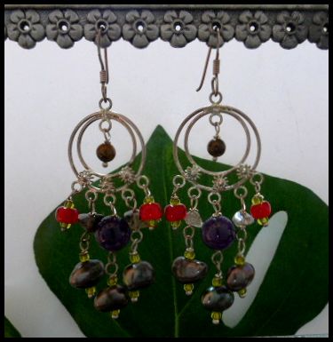 画像: シルバーピアス　アメジスト×淡水パール他