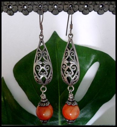 画像: シルバーピアス　コーラル