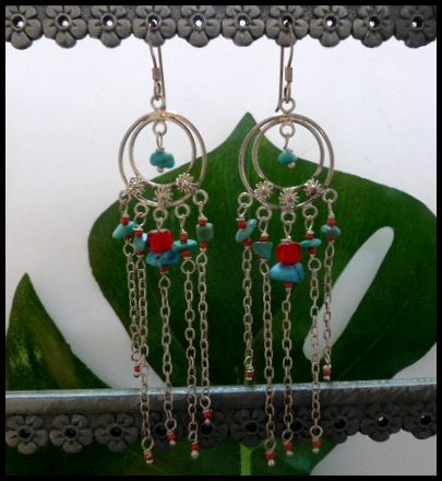 画像: シルバーピアス　ターコイズ×コーラル