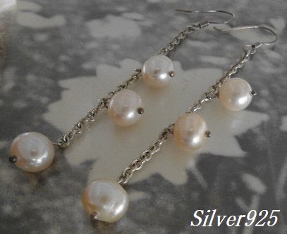 画像1: シルバーピアス　淡水パール