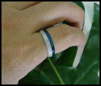 画像: ステンレスリング　ハーフシェード×ブルーカット