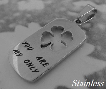 画像1: you are my only四つ葉プレート　ステンレスペンダント