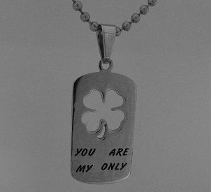 画像: you are my only四つ葉プレート　ステンレスペンダント