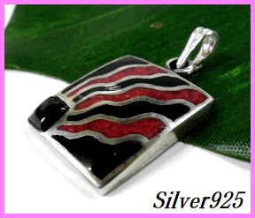 画像1: オニキス×コーラル　ミニプレートペンダント