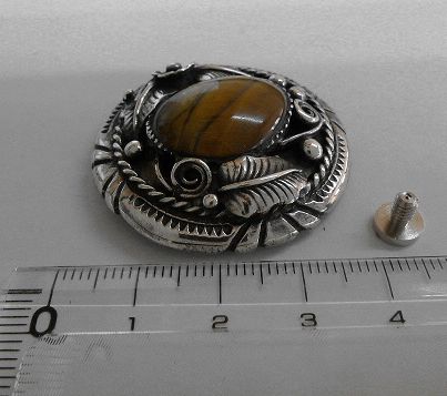 画像: インジュ風タイガーアイ　コンチョ　直径　38mm