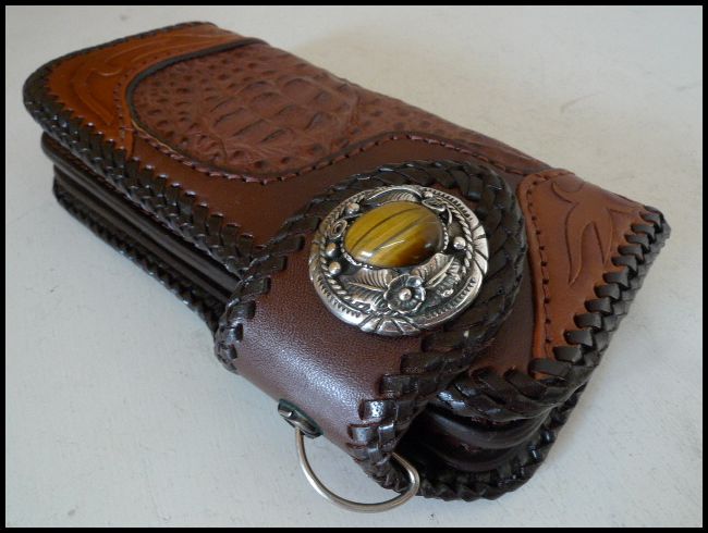 画像: インジュ風タイガーアイ　コンチョ　直径　38mm