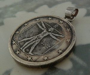 画像: イタリア1ユーロ　コインペンダント　23mm
