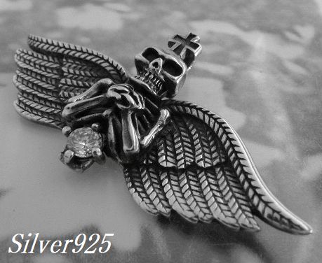 画像1: エンジェルスカル　ジルコニア付　トップ 