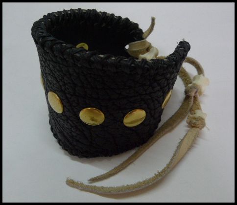 画像1: 牛革×サメ革シャークレザーブレス　