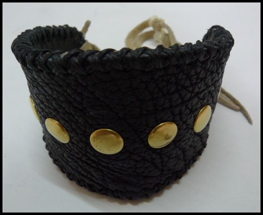 画像: 牛革×サメ革シャークレザーブレス　