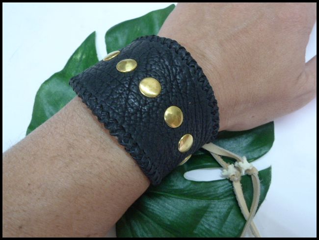 画像: 牛革×サメ革シャークレザーブレス　