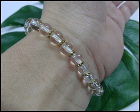 画像: 水晶6mm×真鍮ビーズ　数珠ブレス 