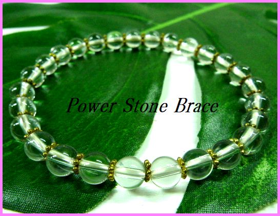 画像1: 水晶6mm×真鍮ビーズ　数珠ブレス 