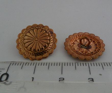 画像: 銅コンチョ フラワー　ループ式　直径　18mm