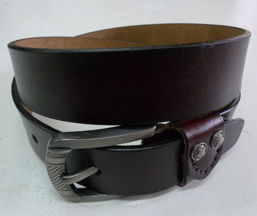 画像1: 牛革 星スタッズ付レザーベルト　こげ茶