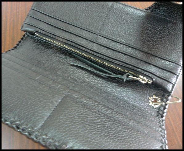 画像: 牛革×エイ革スティングレイmix黒　レザーウォレット　