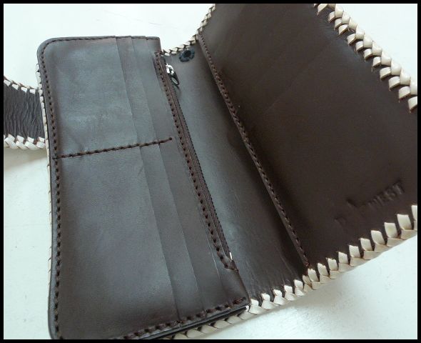 画像: 牛革×エイ革スティングレイ十字　レザーウォレット　茶