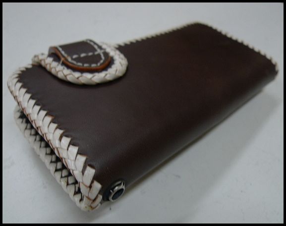 画像: 牛革×エイ革スティングレイ十字　レザーウォレット　茶