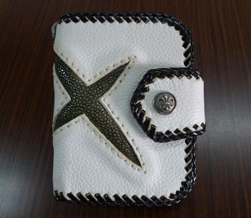 画像1: 牛革×エイ革スティングレイmix　レザーウォレット