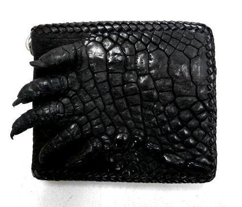 画像1: 牛革×ワニ革クロコダイルハンド　レザーウォレット