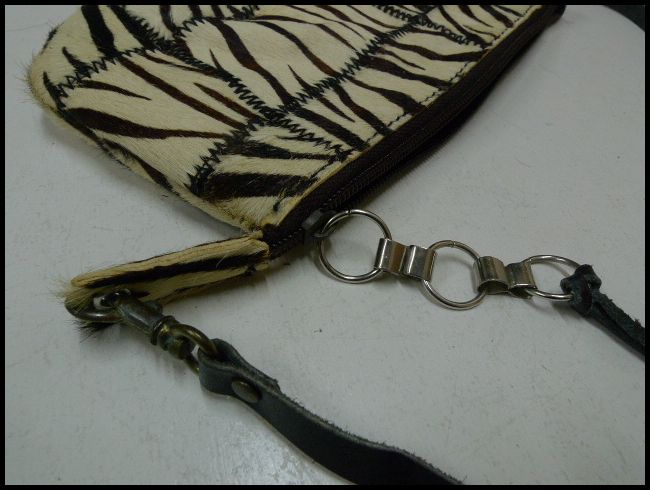 画像: 牛革×馬毛パッチワークゼブラ柄ハンドバッグ