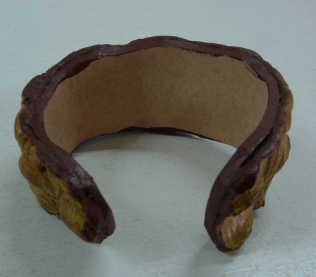 画像: 牛革×ワニ革クロコダイル　レザーバングル　フリーサイズ