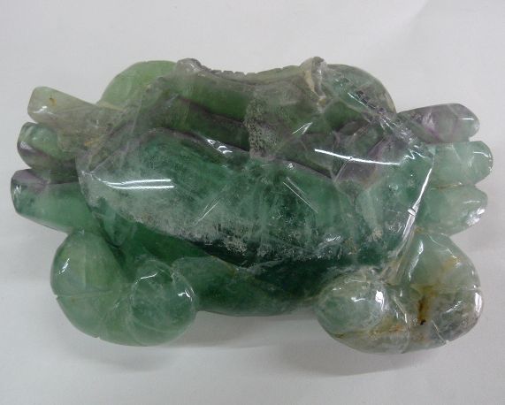 画像: 天然石フローライト彫刻カニ置物