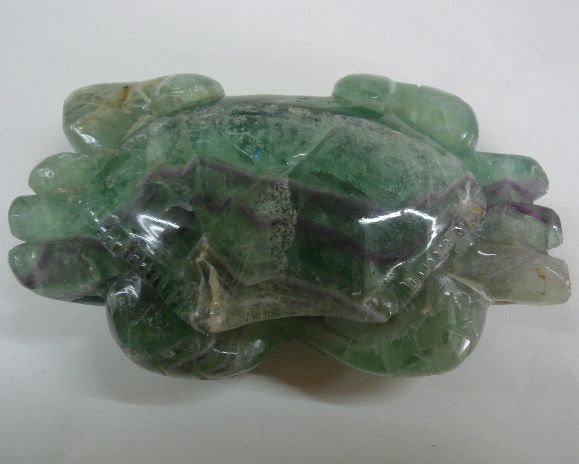 画像: 天然石フローライト彫刻カニ置物