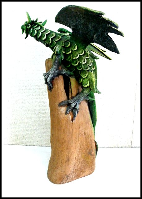 画像: 木製ドラゴン×天然木オブジェ　訳あり品　
