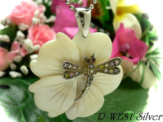 画像: シェルペンダント　花とんぼ