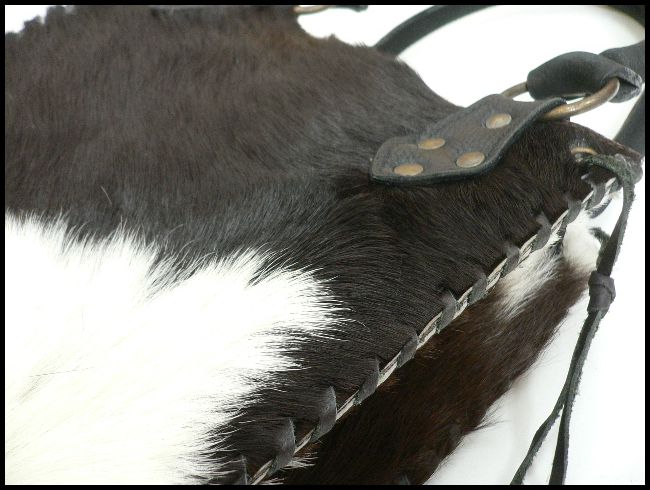 画像: 牛革×本ハラコ全面トートバッグ